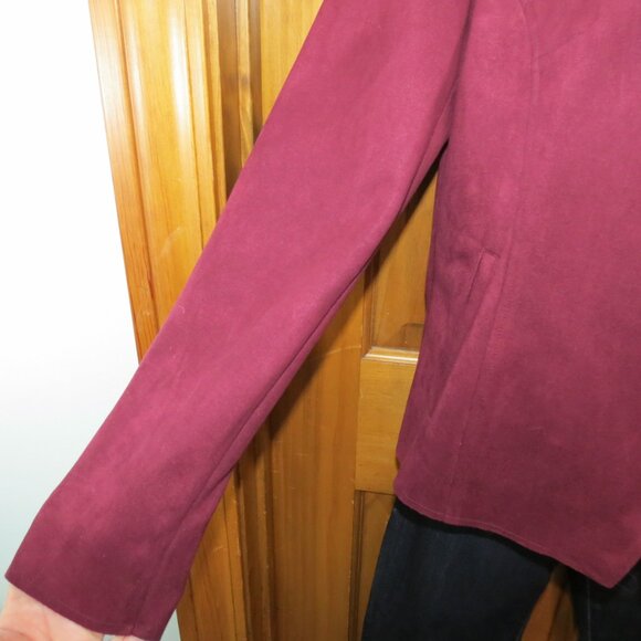 KUT From The Kloth Moto Jacket Faux Suede Burgundy Zip Size Medium - Picture 4 of 10
